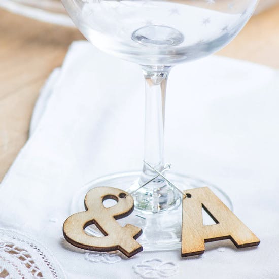 Personalised Wooden Letter Glass Charm