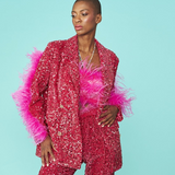 Luxe Pink Sequin Blazer Jacket