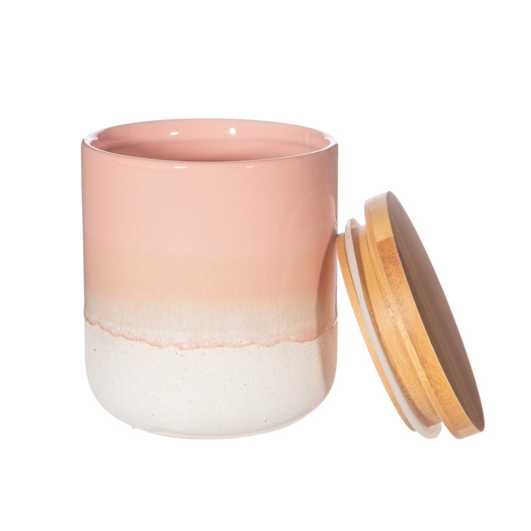 Pink Stoneware Storage Jar