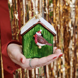 Bird House Glass Christmas Decoration