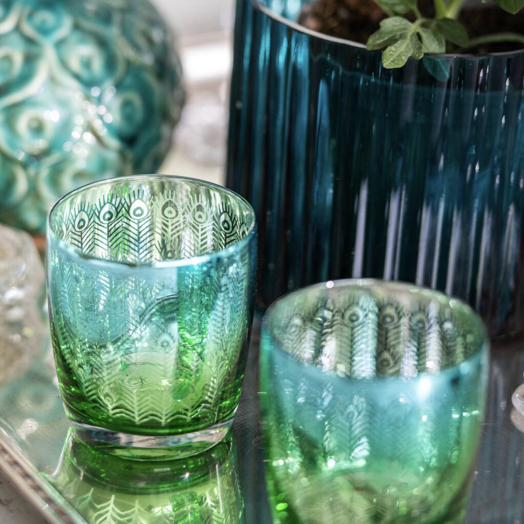 Electroplated Peacock Design Tumblers