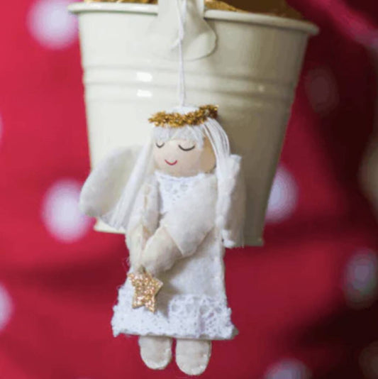 Sweet Felt Angel With Gold Halo And Star