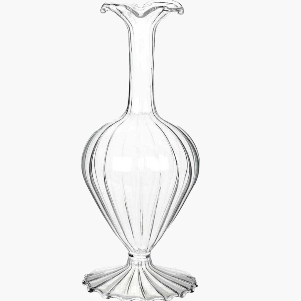 Frilled Tall Clear Vase