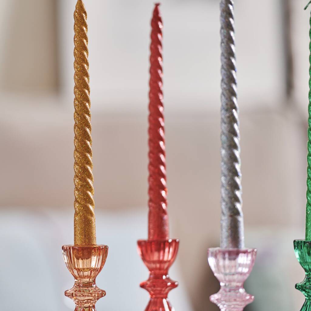Bold Glitter Twisted Candles