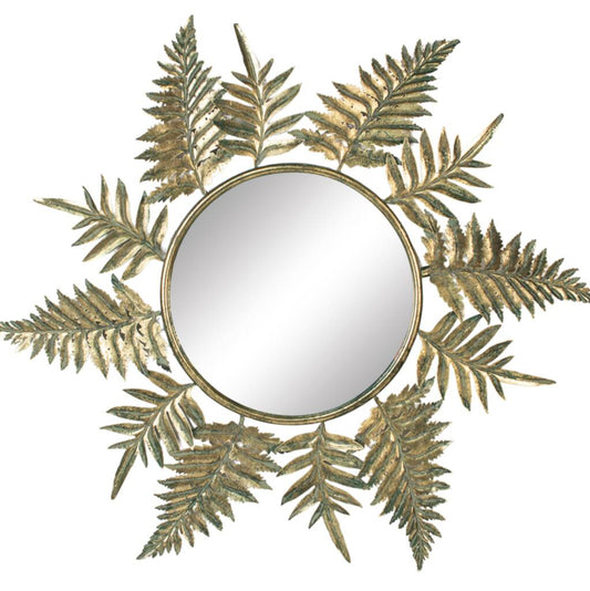Large Round Metal Leaf Mirror