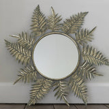 Large Round Metal Leaf Mirror