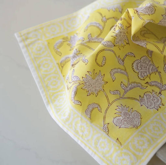 Lemon Cotton Hand Printed Napkins