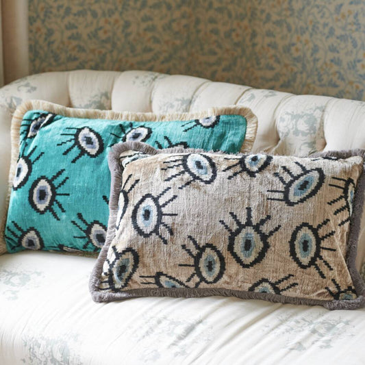 Luxe Silk Velvet Eye Design Cushion