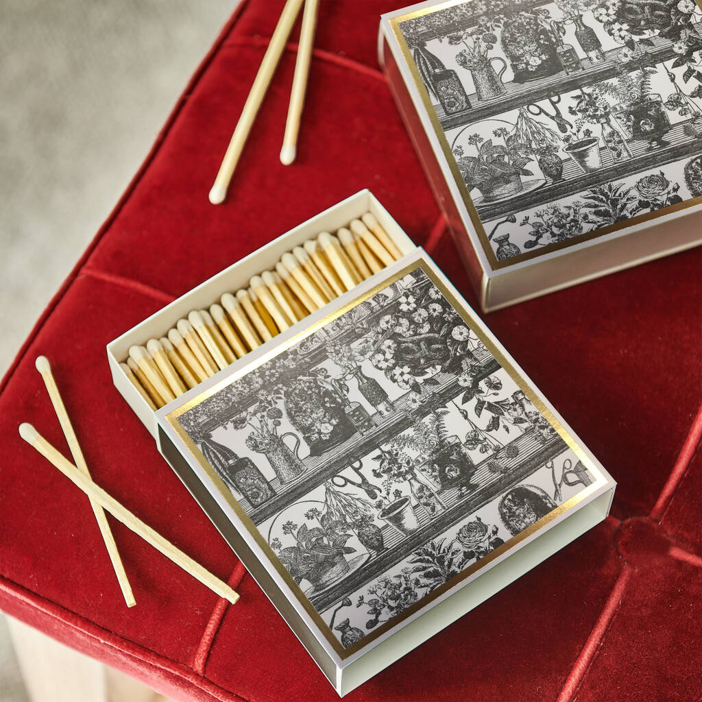 Printed Grey And Gold Boxed Matches