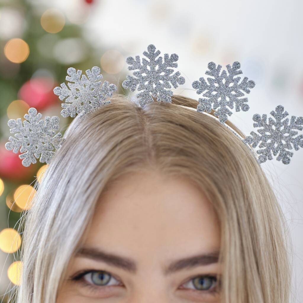 Metal Silver Snowflake Christmas Headband