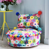 Multicoloured Hand Embroidered Pouffe