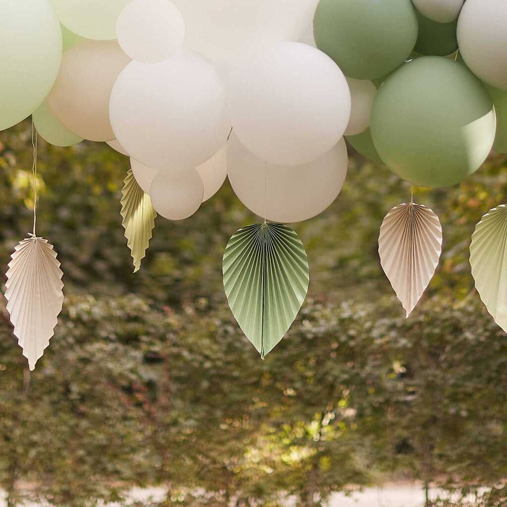 Paper Sage And Cream Palm Decorations