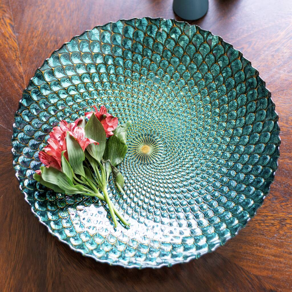 Peacock Design Glass Bowl
