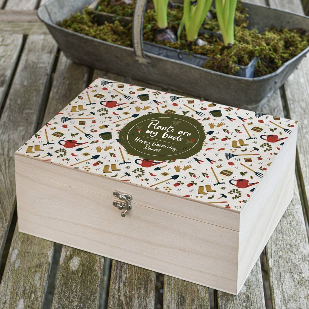 Personalised Garden Design Keepsake Storage Box