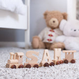 Personalised Name Wooden Train with Engraved Track