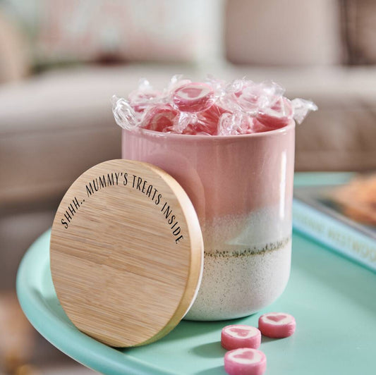 Personalised Pink Pot With Bamboo Lid