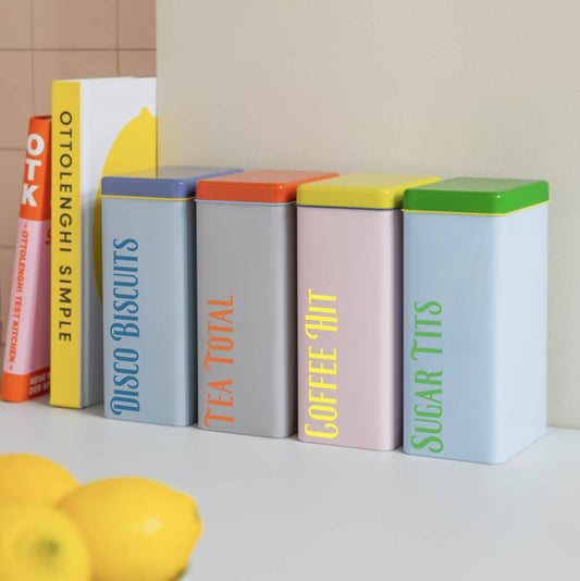 Personalised Set Of Four Colourful Storage Tins