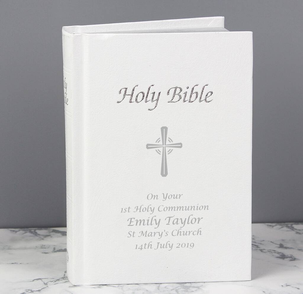 Personalised Silver Leaf Cross Bible