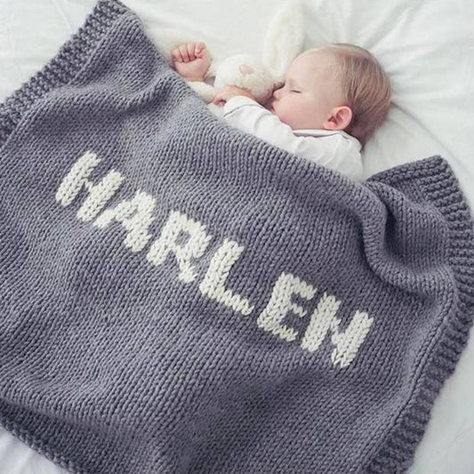 Personalised Hand Knitted Luxury Baby Blanket