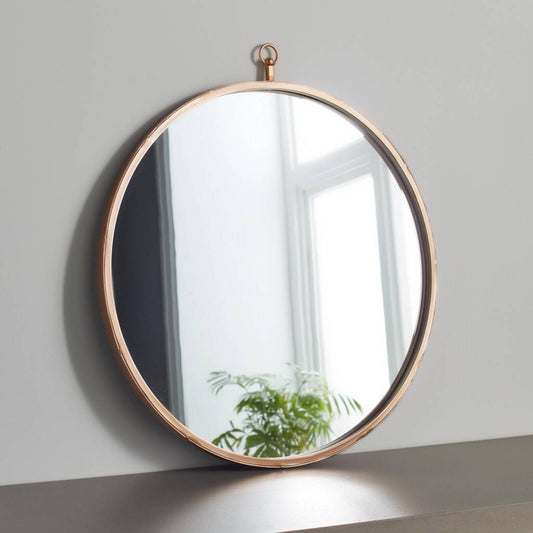 Pink Copper Round Mirror