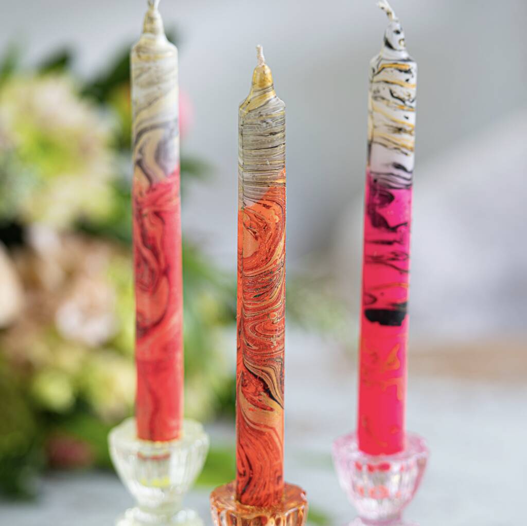 Pink Marbled Candles