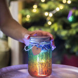Personalised Rainbow  Sparkle LED Jam Jar Light