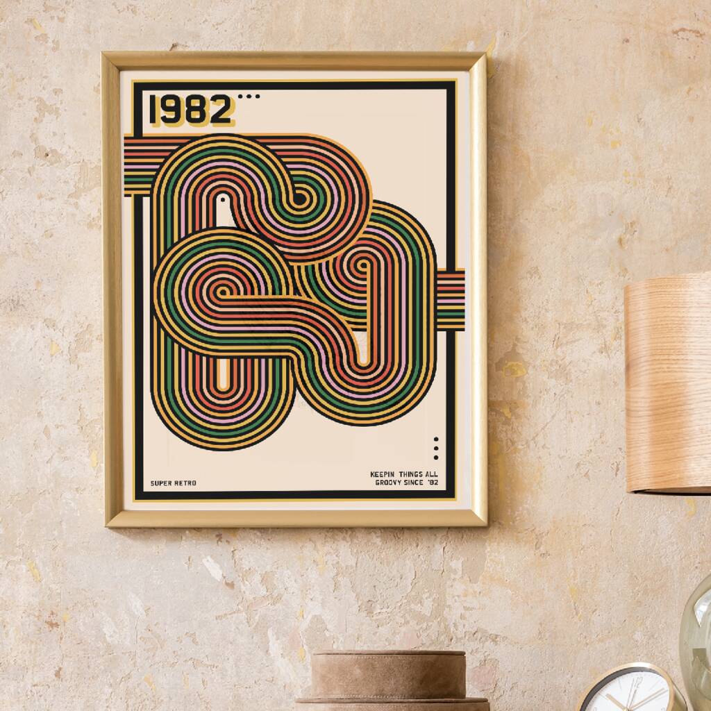 Personalised Birth Year Print in 70's Retro Style