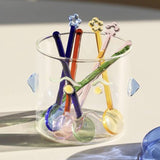 Set Of Four Delicate Glass Daisy Spoons