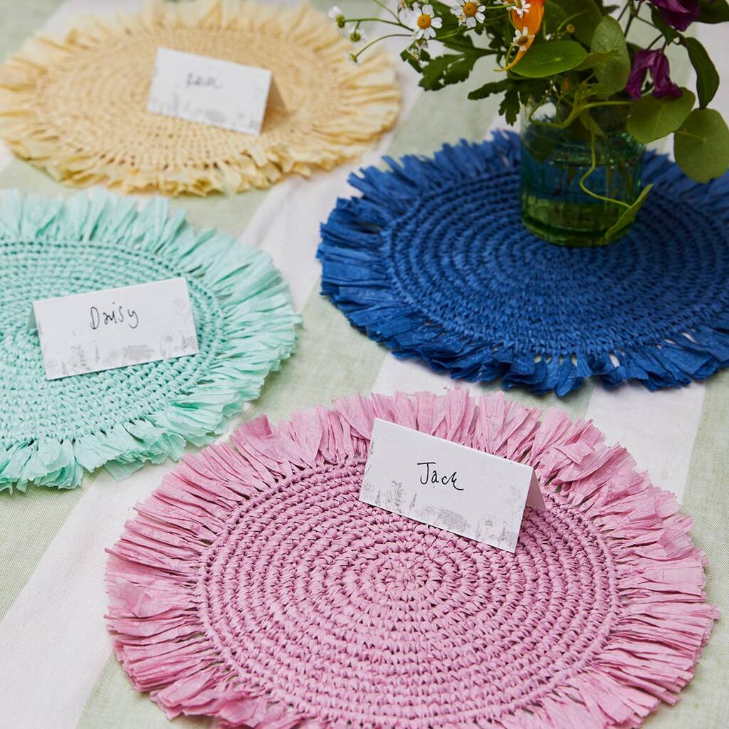 Set Of Two Summer Table Raffia Placemats