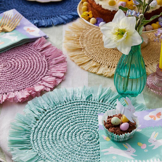 Set Of Two Summer Table Raffia Placemats