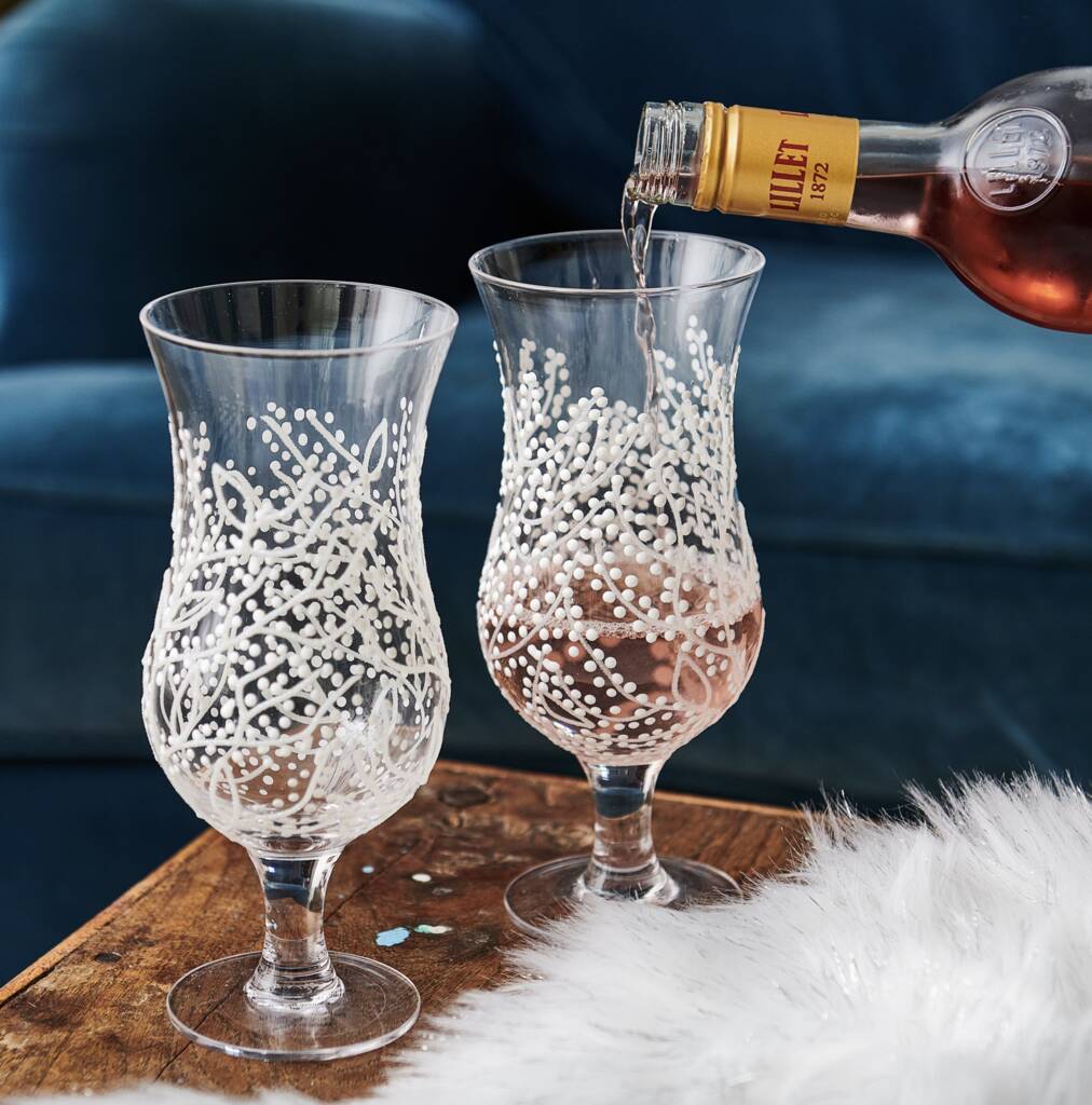 Set Of Two White And Gold Spot Cocktail Glasses