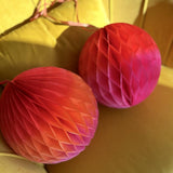 Two Red, Orange And Pink Ombre Paper Decorations