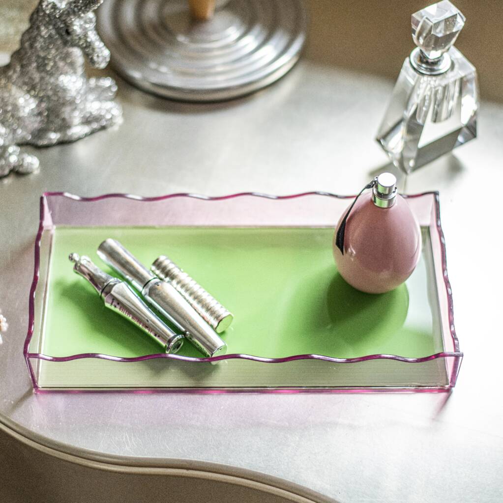 Wave Glass Pink And Green Tray